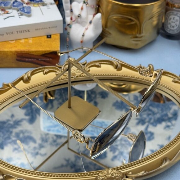 🆕 GUCCI 🧿 NWOT GG1207SA 002 Gold Rimmed Square Sunglasses, Grey Lens - Picture 11 of 16